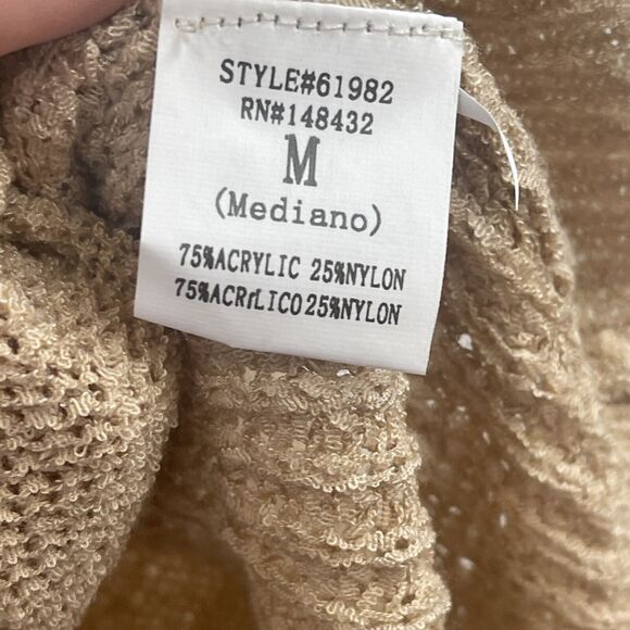 Sunland 17 Top Womens Medium Brown Tan Open Knit Sweater Coastal Beachy - Picture 4 of 9